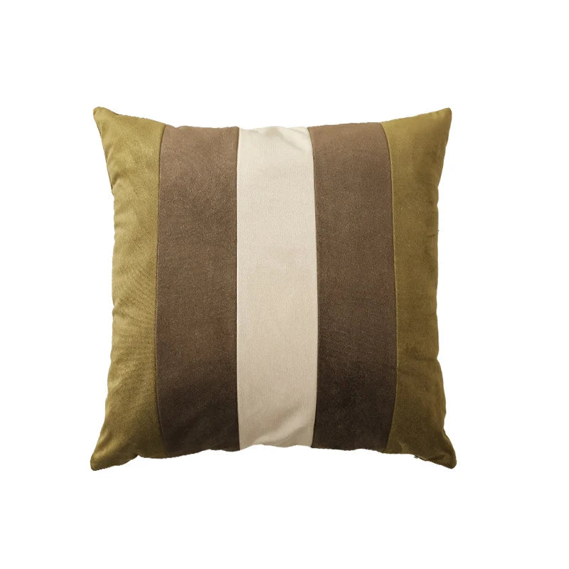 Cushion Cover Velvet Vertical Stripes Concealed Zipper