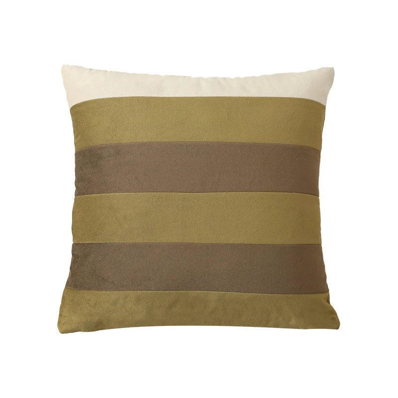 Cushion Cover Velvet Vertical Stripes Concealed Zipper