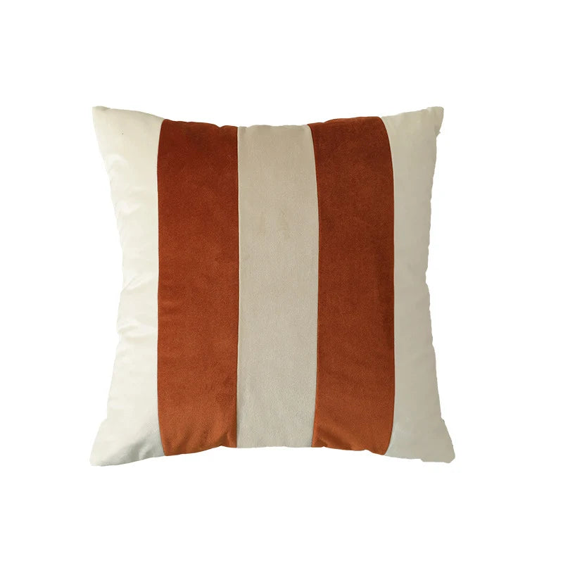 Cushion Cover Velvet Vertical Stripes Concealed Zipper