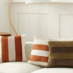Cushion Cover Velvet Vertical Stripes Concealed Zipper
