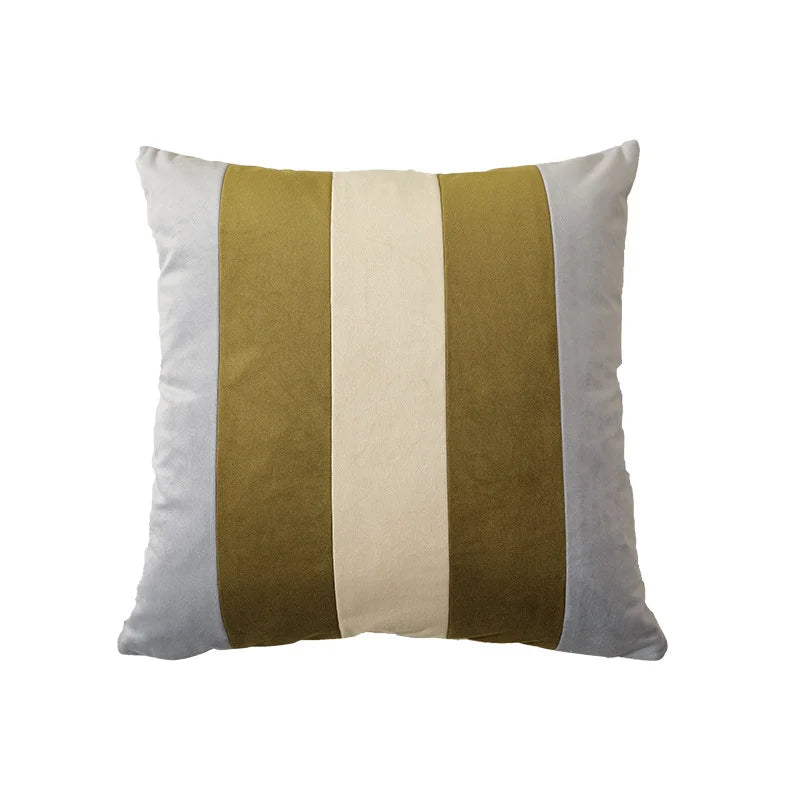 Cushion Cover Velvet Vertical Stripes Concealed Zipper