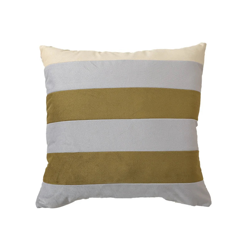 Cushion Cover Velvet Vertical Stripes Concealed Zipper