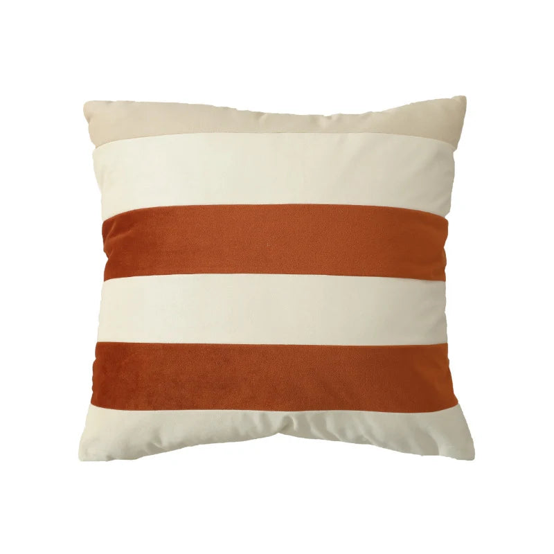 Cushion Cover Velvet Vertical Stripes Concealed Zipper