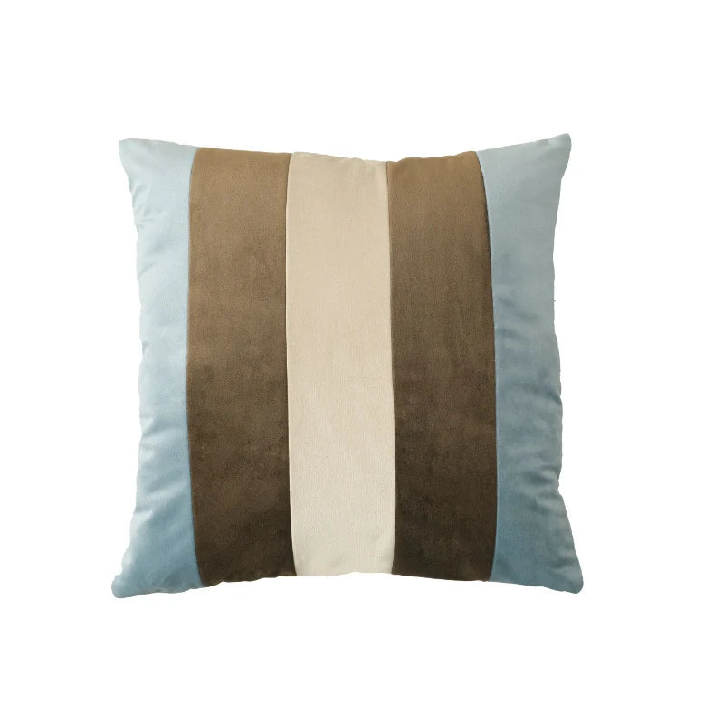 Cushion Cover Velvet Vertical Stripes Concealed Zipper