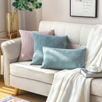 Cushion Cover Velvety Ribbed Cotton Blend Concealed Zipper
