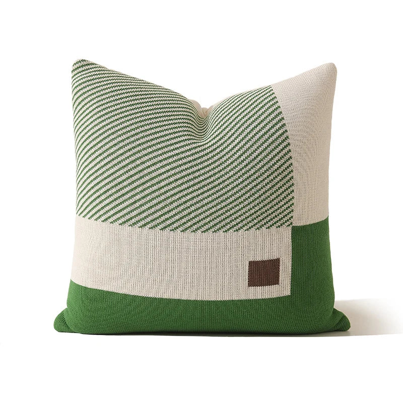 Cushion Cover Windowpane Jacquard Cotton Blend Hidden Zipper