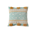 Cushion Cover Woven Botanical Jacquard Cotton Blend Pom-Pom Trim