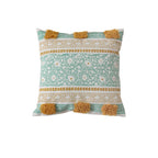 Cushion Cover Woven Botanical Jacquard Cotton Blend Pom-Pom Trim