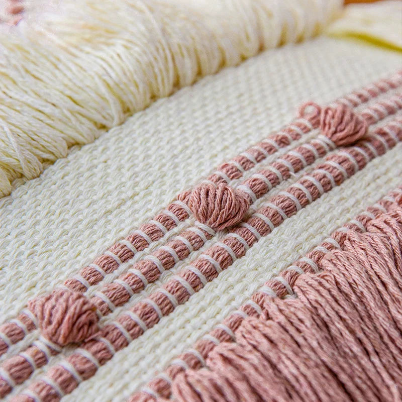 Cushion Cover Woven Cotton 3D Dot Layered Fringes