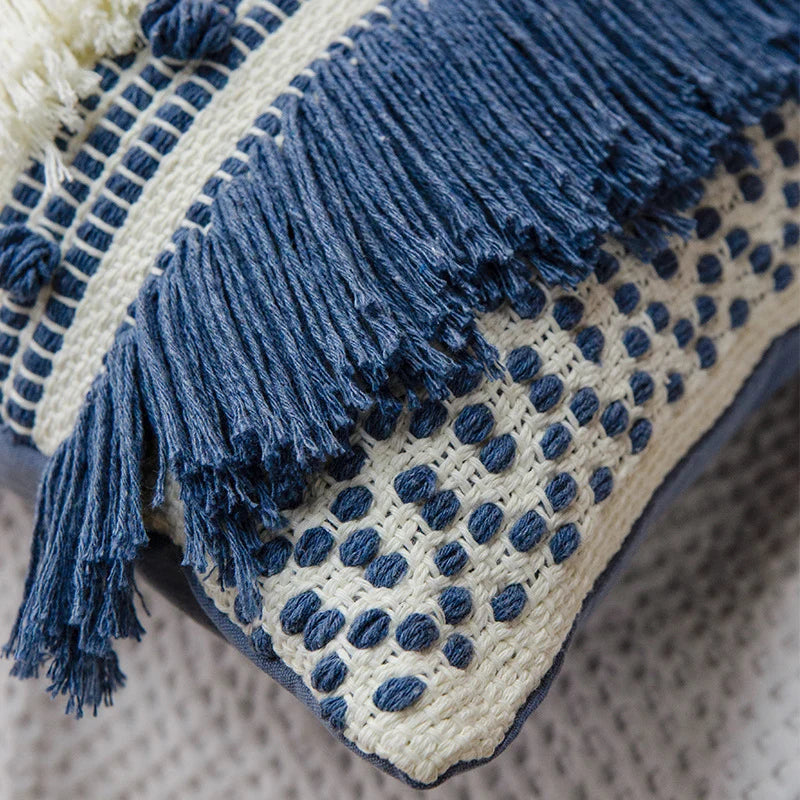 Cushion Cover Woven Cotton 3D Dot Layered Fringes