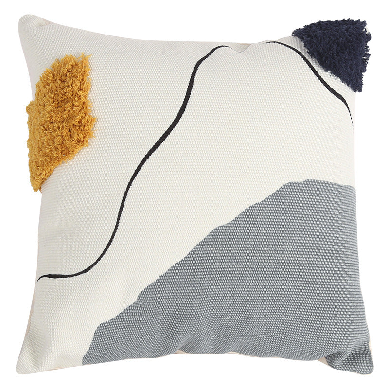 Cushion Cover Woven Cotton Hand-Tufted Tassels 45x45 cm