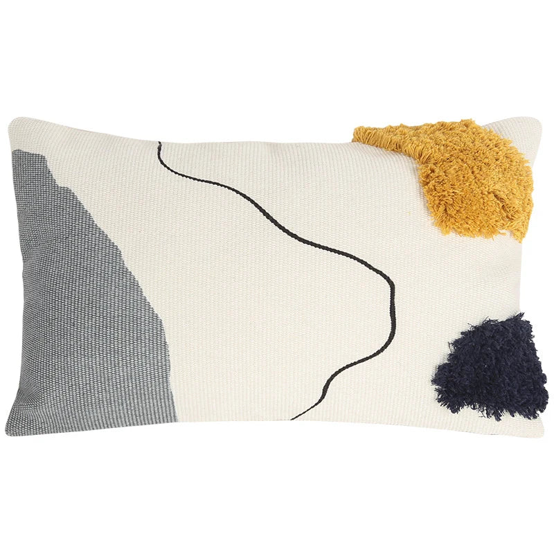 Cushion Cover Woven Cotton Hand-Tufted Tassels 45x45 cm