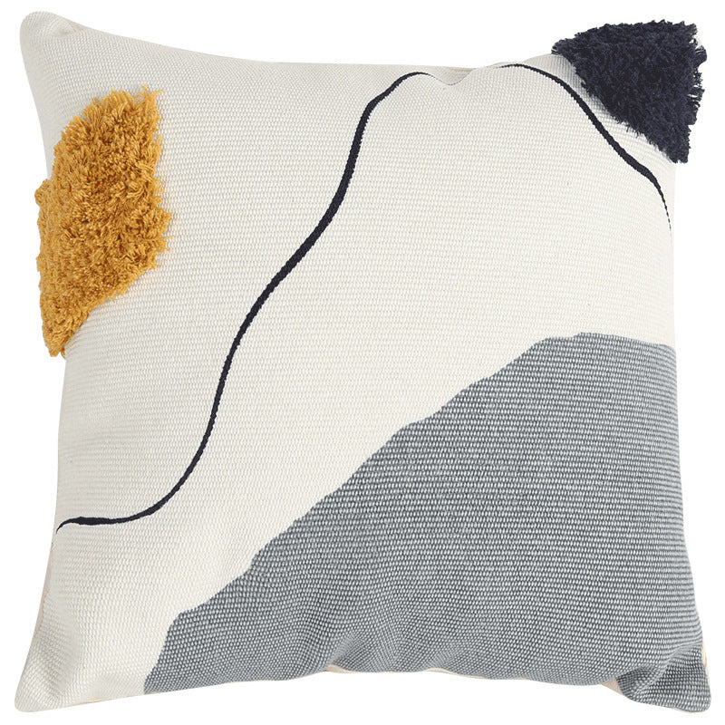 Cushion Cover Woven Cotton Hand-Tufted Tassels 45x45 cm