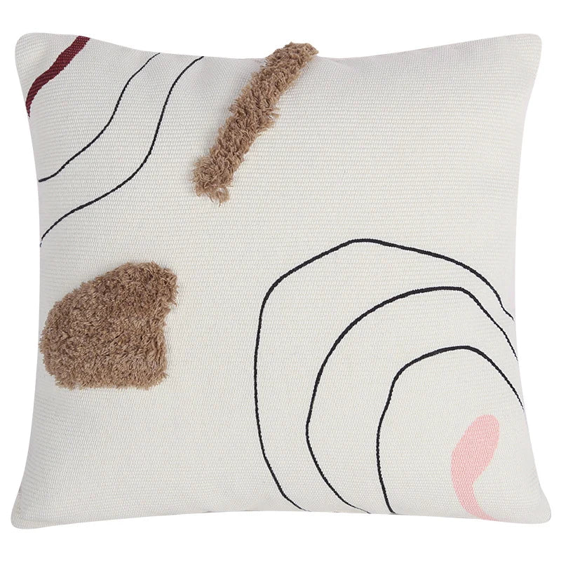 Cushion Cover Woven Cotton Hand-Tufted Tassels 45x45 cm