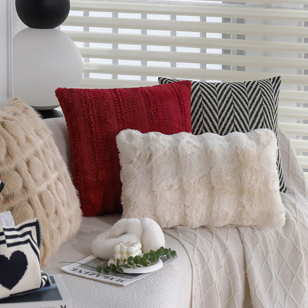 Cushion Cover Woven Herringbone Cotton Blend & Concealed Zipper