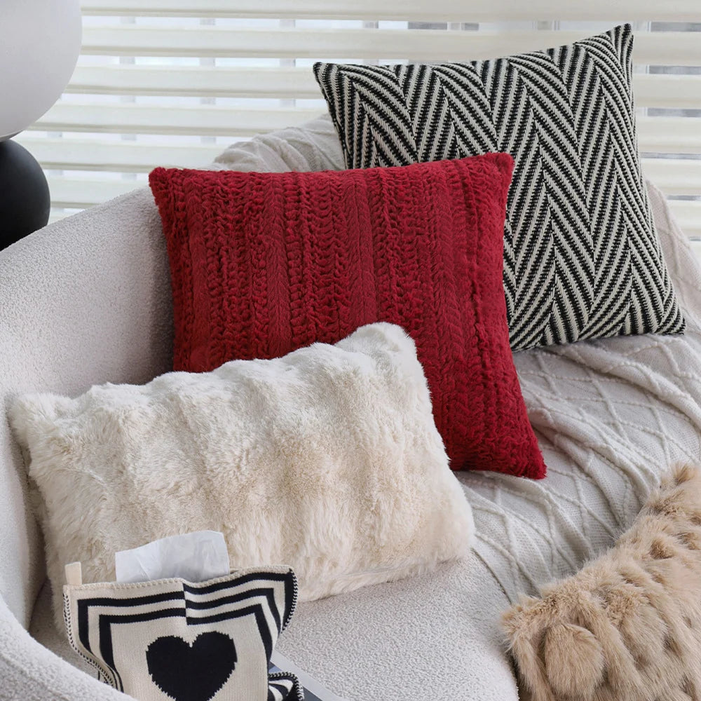 Cushion Cover Woven Herringbone Cotton Blend & Concealed Zipper