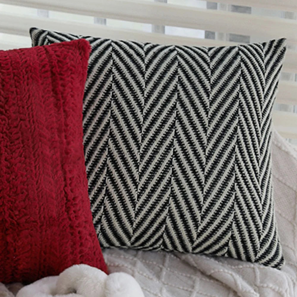 Cushion Cover Woven Herringbone Cotton Blend & Concealed Zipper