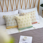 Cushion Cover Woven Medallion Tassels Cotton Blend