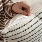 Cushion Cover Woven Striped Cotton Blend 45×45 cm
