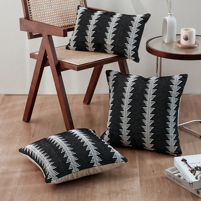 Cushion Cover Woven Tribal Jacquard Pom-Pom Corners