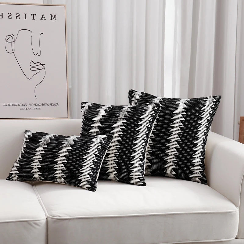 Cushion Cover Woven Tribal Jacquard Pom-Pom Corners