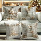 Cushion Covers Christmas Textured Polyester Set of 4
