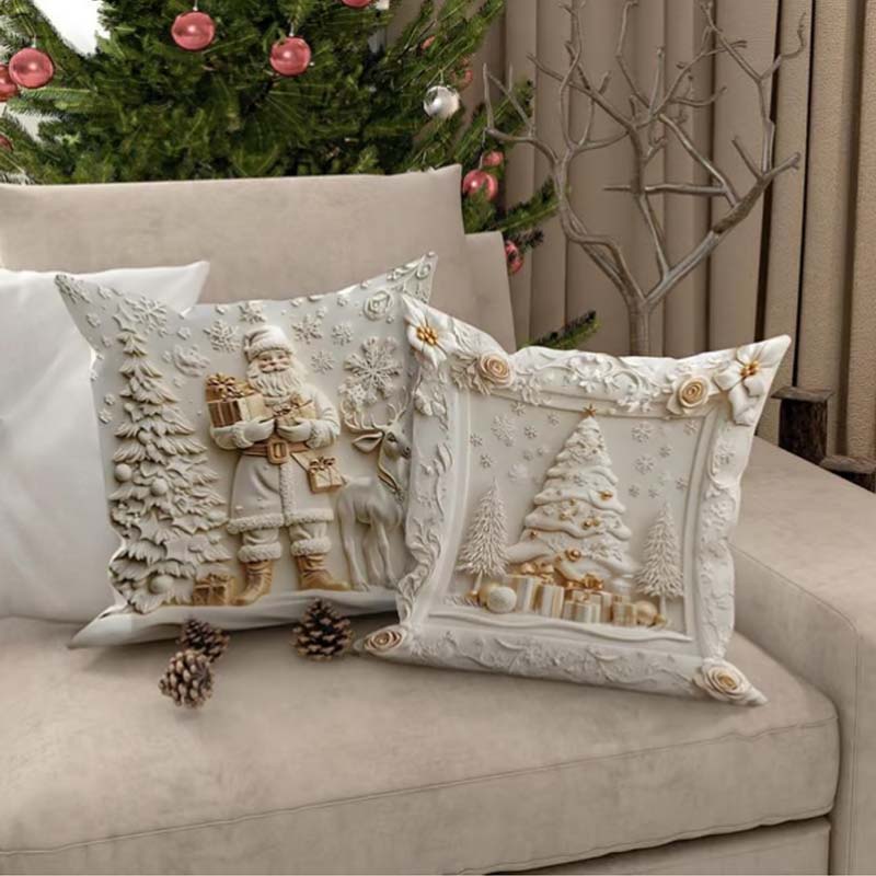 Cushion Covers Christmas Textured Polyester Set of 4