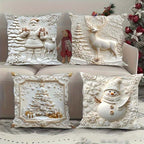 Cushion Covers Christmas Textured Polyester Set of 4