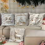 Cushion Covers Christmas Textured Polyester Set of 4