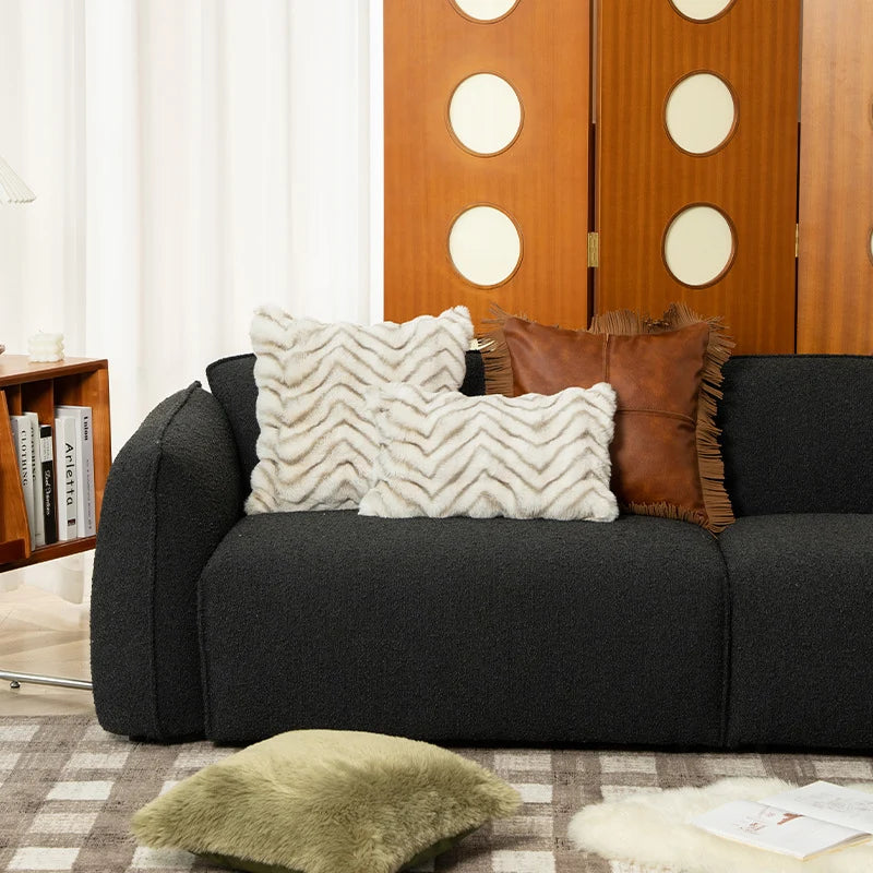 Cushion Faux Fur Serrated Texture Removable Zipper Cover