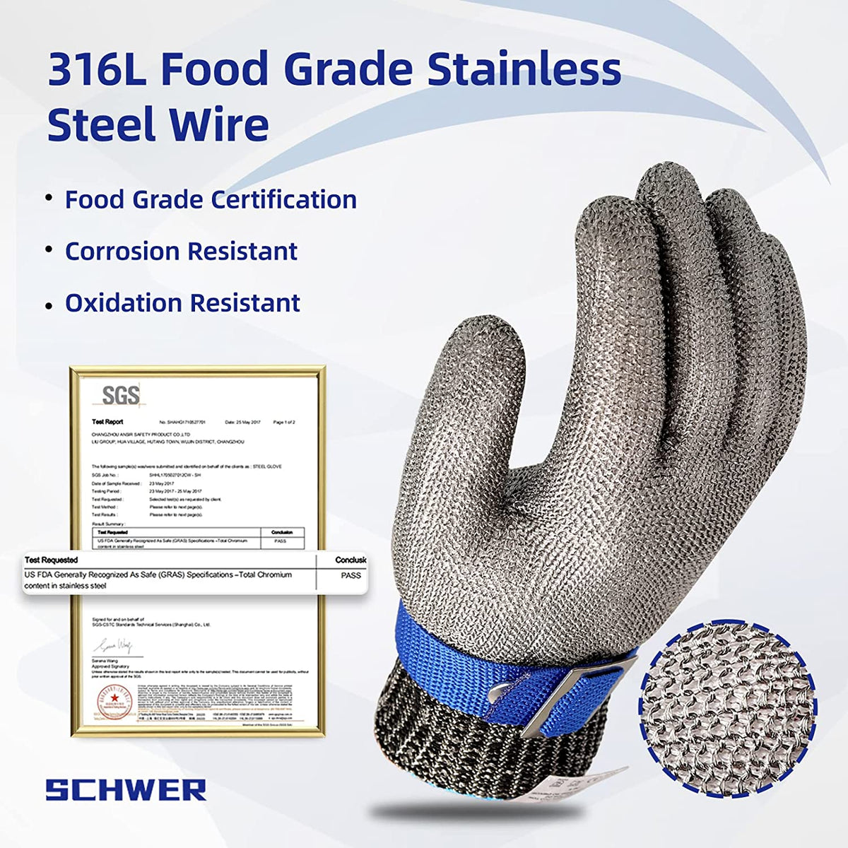 Cut-Resistant Glove Stainless Steel Mesh ANSI A9