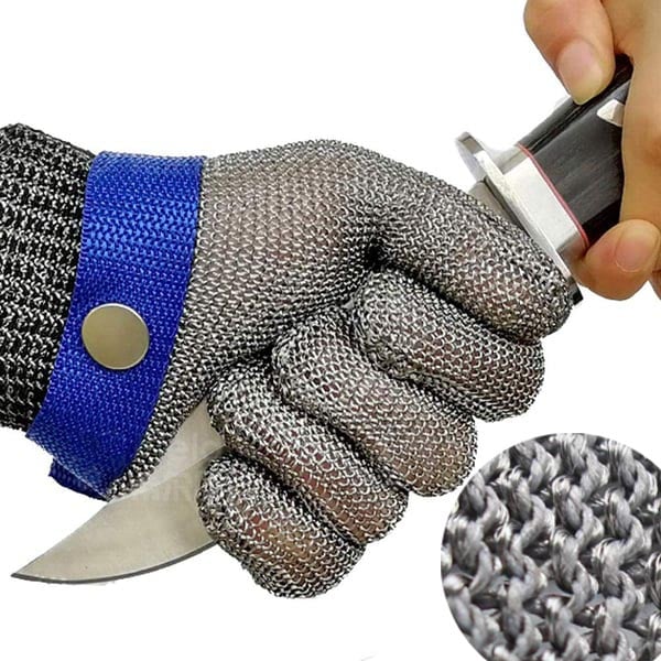 Cut-Resistant Glove Stainless Steel Mesh & Adjustable Cuff