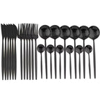 Cutlery Set 24-Piece Black Stainless Steel
