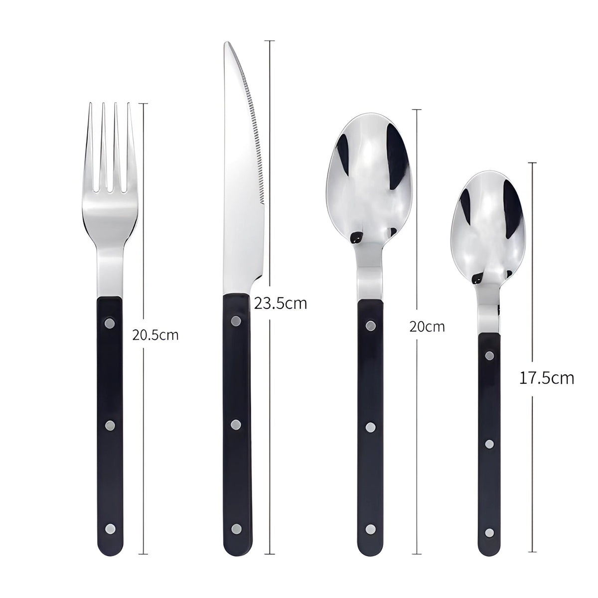 Cutlery Set 24 Piece Stainless Steel Black Handles