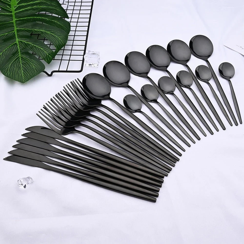 Cutlery Set 24-Piece Stainless Steel Titanium Coated