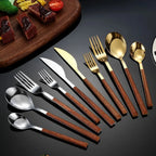 Cutlery Set 30-Piece Stainless Steel Wood-Look Handles