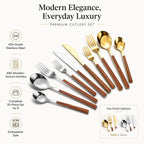 Cutlery Set 30-Piece Stainless Steel Wood-Look Handles