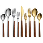 Cutlery Set 30-Piece Stainless Steel Wood-Look Handles
