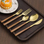 Cutlery Set 30-Piece Stainless Steel Wood-Look Handles