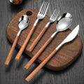 Cutlery Set 30-Piece Stainless Steel Wood-Look Handles