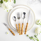 Cutlery Set Bamboo Handles & 18/10 Stainless Steel Dishwasher-Safe