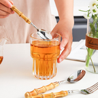 Cutlery Set Bamboo Handles & 18/10 Stainless Steel Dishwasher-Safe