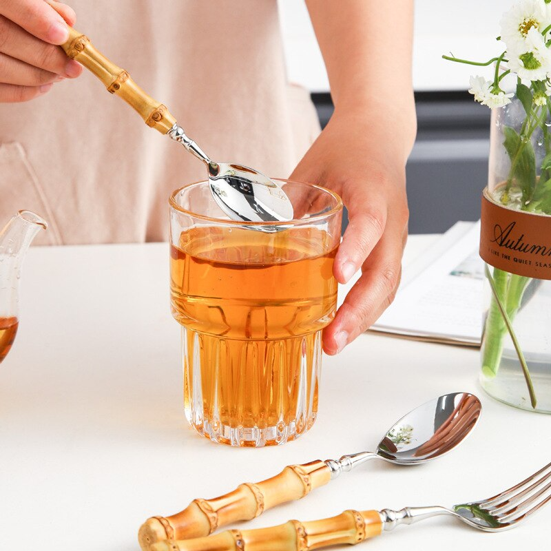 Cutlery Set Bamboo Handles & 18/10 Stainless Steel Dishwasher-Safe
