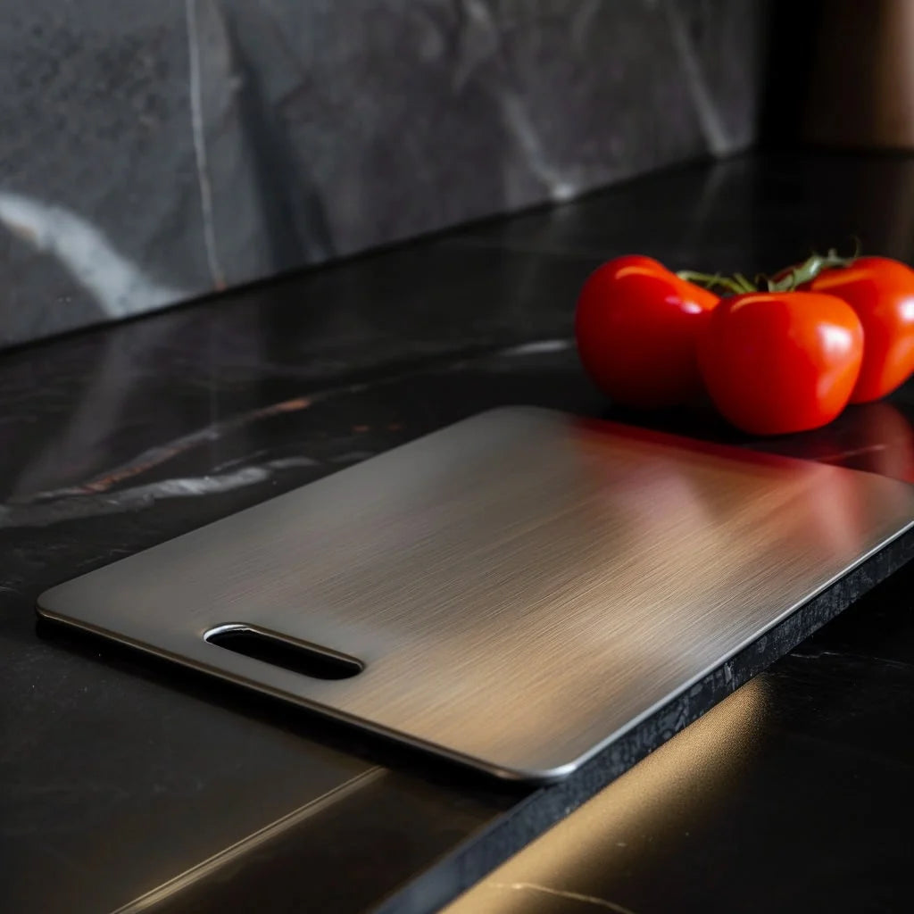 Cutting Board Brushed Stainless Steel Knife-Friendly Antibacterial