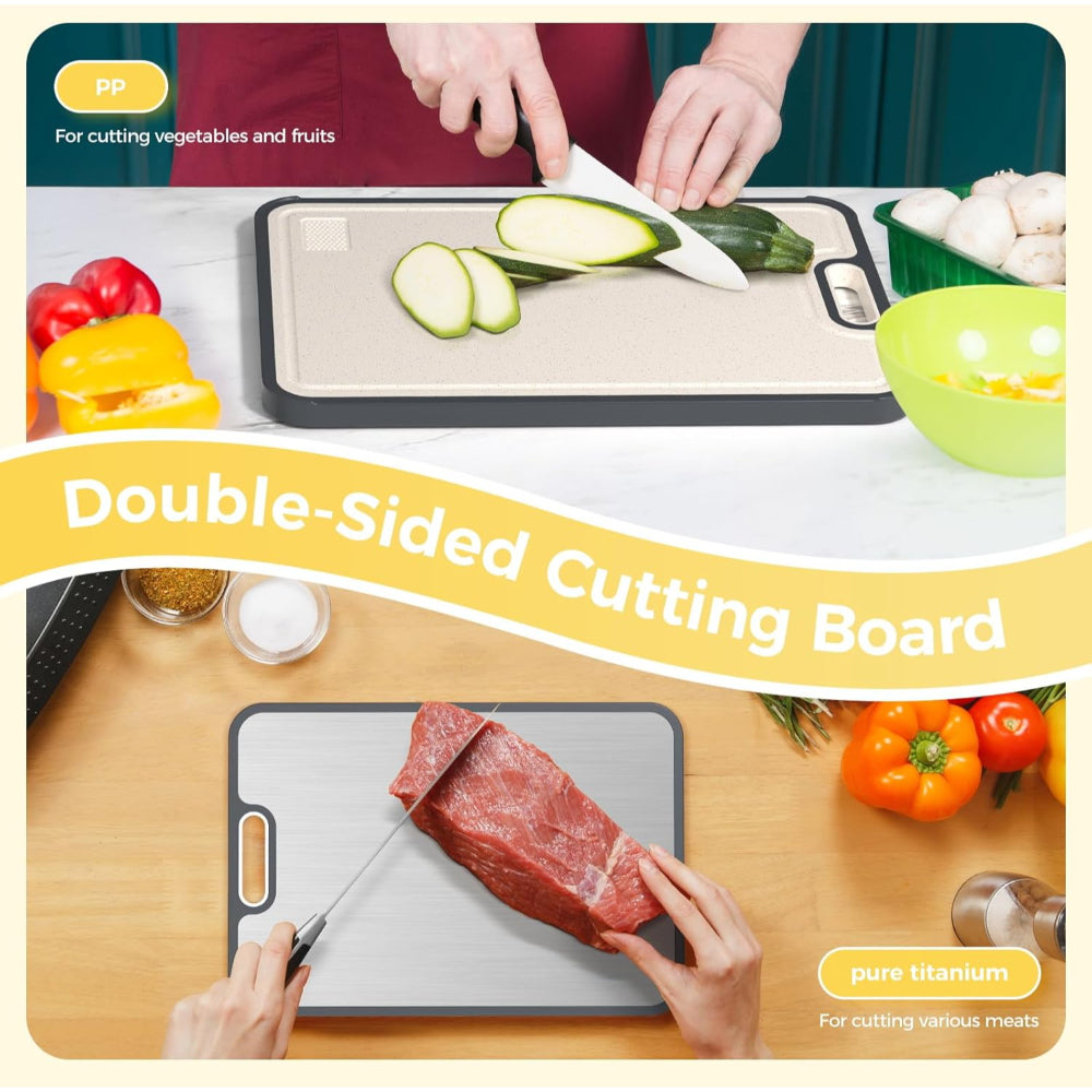Cutting Board Double Sided Metal & Plastic Juice Groove