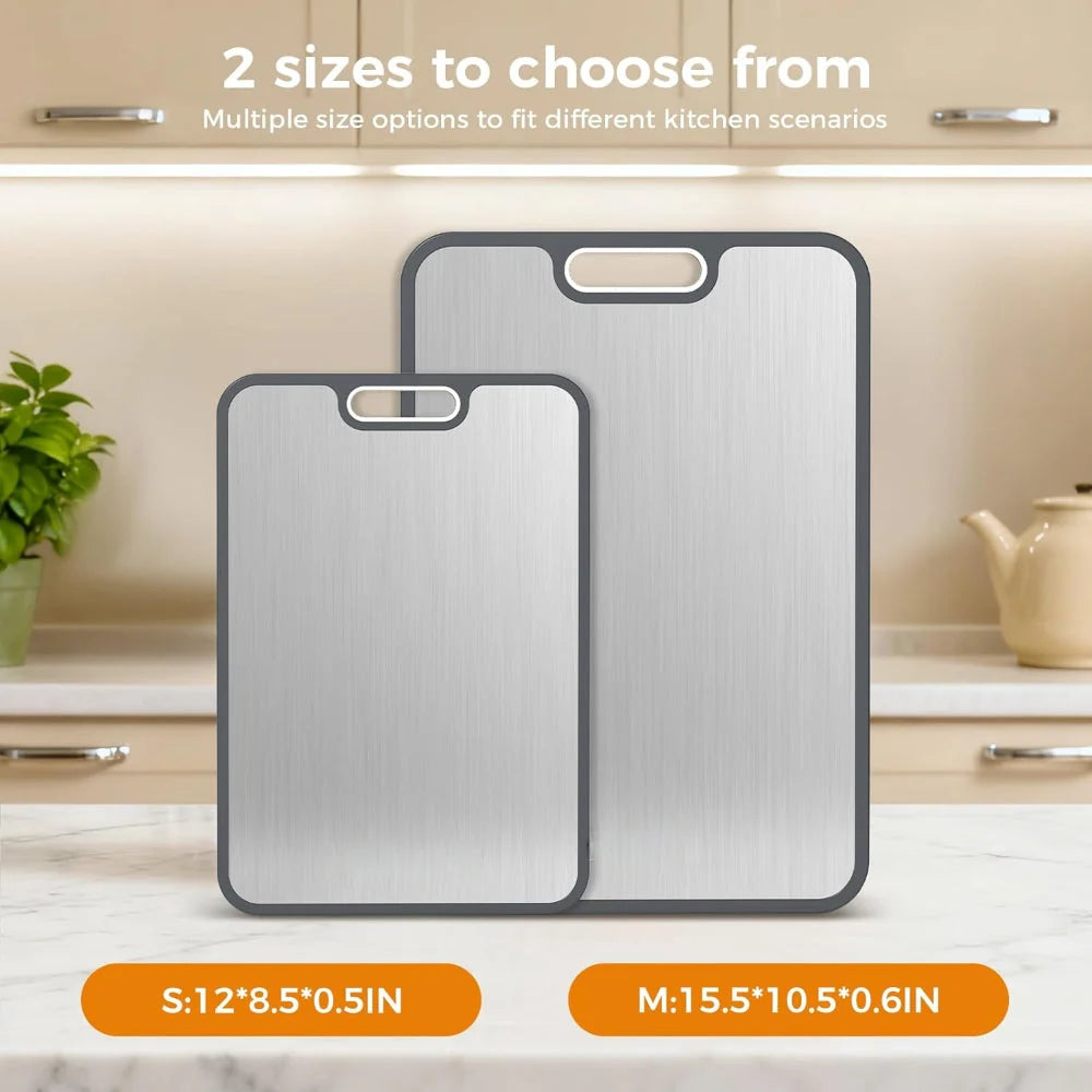 Cutting Board Double-Sided Metal & Plastic With Juice Groove