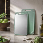 Cutting Board Double-Sided Stainless Steel & Plastic Juice Groove