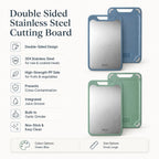Cutting Board Double-Sided Stainless Steel & Plastic Juice Groove