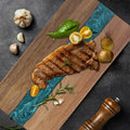 Cutting Board Handcrafted Acacia Blue Resin River Food-Safe Finish