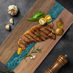 Cutting Board Handcrafted Acacia Blue Resin River Food-Safe Finish